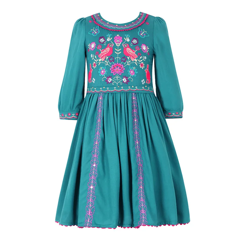 WL.MONSOON Girl Dress new short-sleeved middle-aged children's spring and summer children's wear middle-sleeved baby