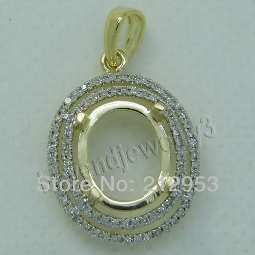 

Vintage Oval 10x12mm Solid 14Kt Yellow Gold Semi Mount Setting Pendant ESR0010