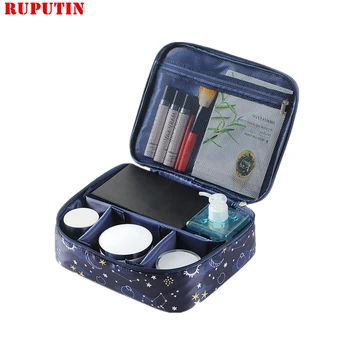 

RUPUTIN New Women Portable Cosmetic Bag Large Capacity Double Make Up Bag Dry And Wet Separation Wash Bag Travel Organizer Bag