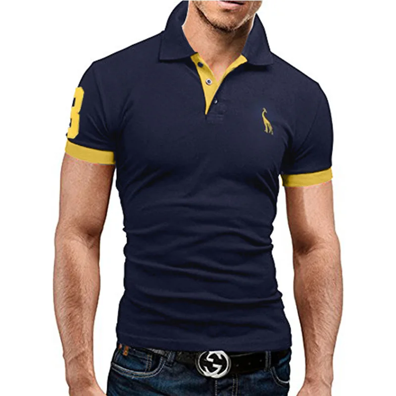 Hot Sale 2018 Men Solid Color Polos Men Business Casual Turn down