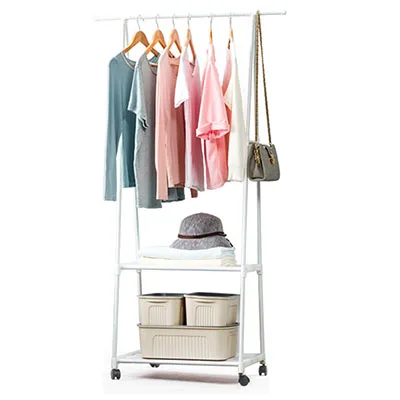 Multi-function Triangle Coat Rack Removable Bedroom Hanging Clothes Rack With Wheels Floor Standing Coat Rack Clothes Hanger - Цвет: HH390300WH