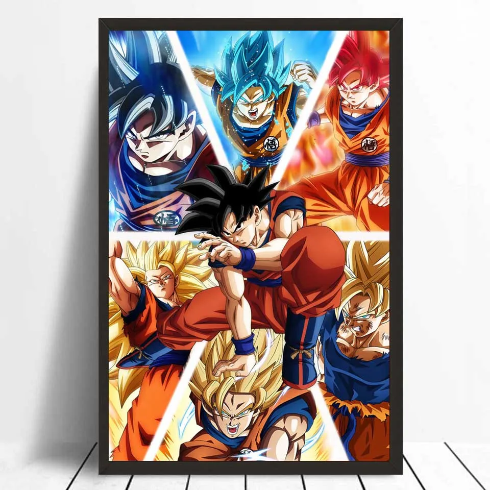 FX060 Dragon Ball Super Ultra Instinct Goku Япония Аниме Комикс горячий плакат искусство шелковые светлые холщовые современная домашняя, комнатная, настенная Печатный Декор - Цвет: Красный