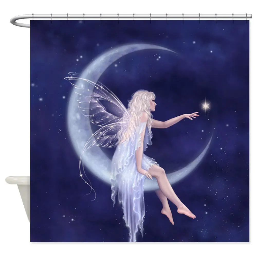 

Birth Of A Star Moon Fairy Decorative Fabric Shower Curtain