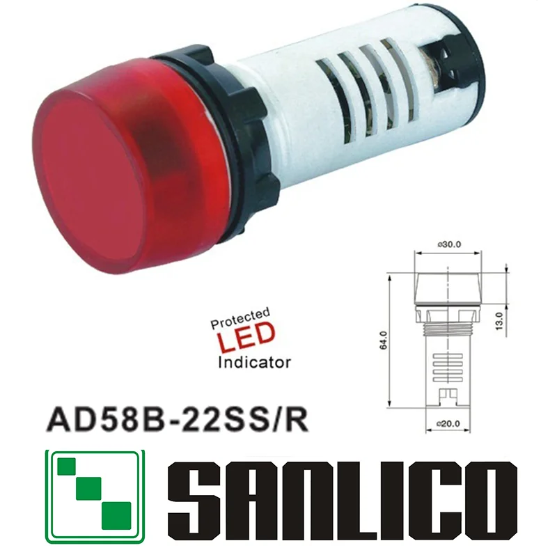 Мигающая Светодиодная лампа AD58B AD16 AD22 AD11 AD17-22SS/R с монтажным диаметром 22 мм