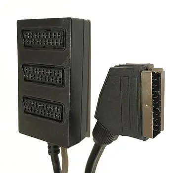 

European regulations Electrovision 3-way Scart Splitter Black broom head scart 1 minute three-tone video line