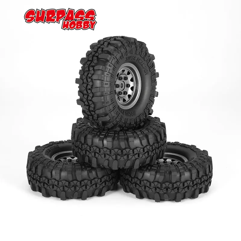 

4Pcs 4020 1.9 Inch 110mm Rubber Tires Tire with Metal Wheel Rim Set for 1/10 Traxxas TRX-4 SCX10 RC4 D90 RC Crawler Ca