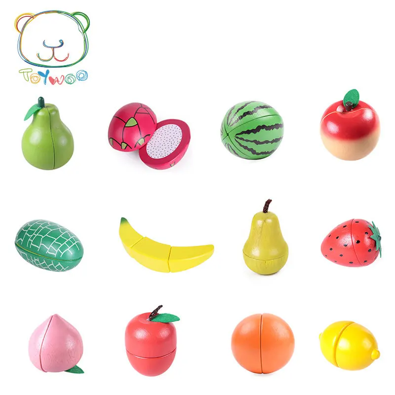 [Toy Woo] Wooden Cutting Kitchen Toy Pretend Play Fruit Vegetable Baby Educational Food Toys Children's Kitchen Play Gifts