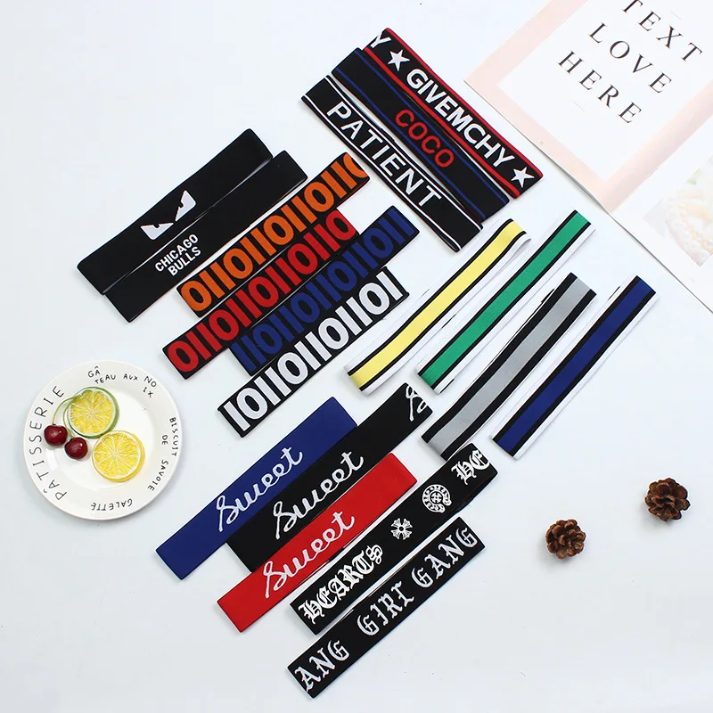 

Fashion Unisex Elastic Sports Headband Letters Hair Head Hoops Bands Personality Hairband Simple for Mens Women Turban headdress