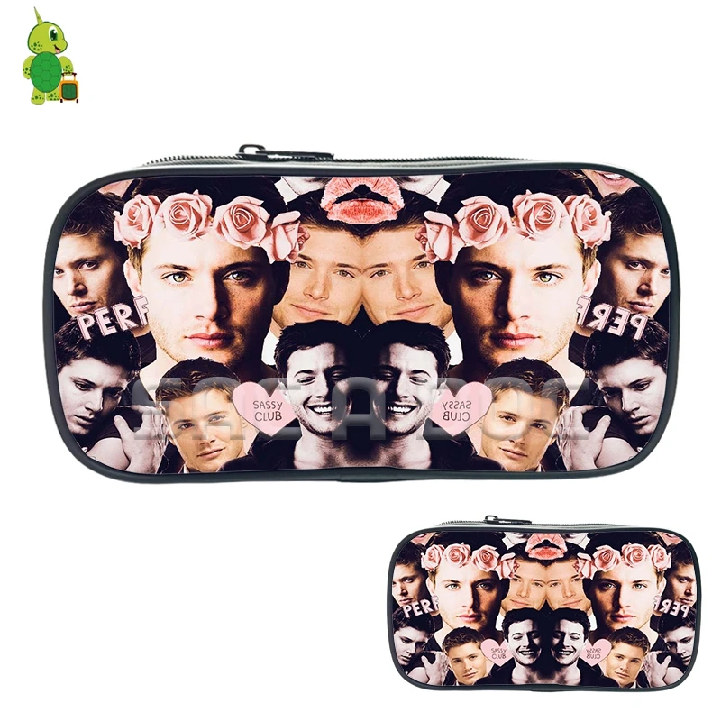 

Supernatural Jensen Ackles Collage Cosmetic Bags Boys Girls Children Pencil Case Purses Large Storage Bags Women Men Makeup Bag