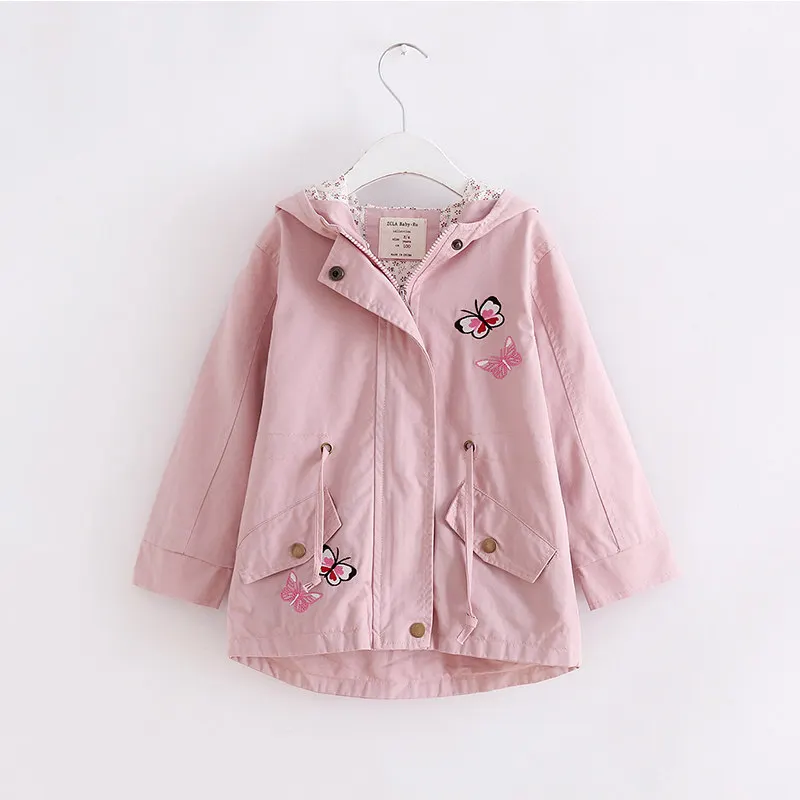 

2018 Autumn New Children 's Cclothing Girl Butterfly Embroidery Cotton Hooded Coa