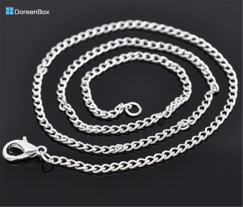 

Doreen Box hot- 12 Silver color Link Chain Necklaces 2x3mm 16" (B14101)