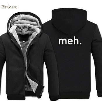 

Geek Nerd Meh. Letter Print Hoodie Fashion Hoodies Men 2020 Winter Warm Fleece Zipper Sweatshirts Mens Thick Hoodies Male Coat