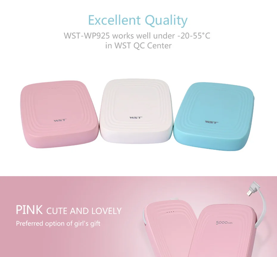 WST 5000mAh Portable Cute Mobile External Battery Powerbank Battery Pack Power Bank For Xiaomi Samsung Phone Poverbank Charger (10)