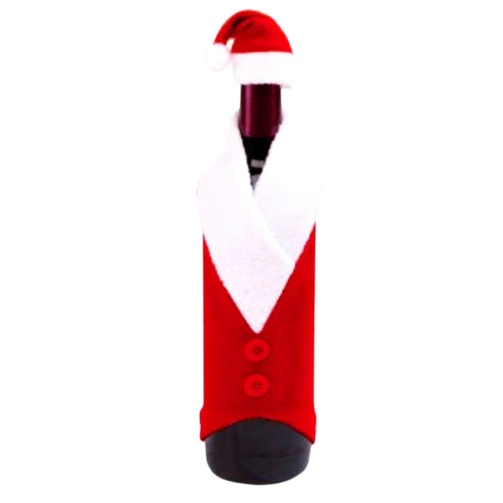 2 шт./компл. Merry Chirstmas украшения Санта-бутылка вина подарочный Обёрточная бумага партия декор Красный Санта-Клаус платье Симпатичные Hat