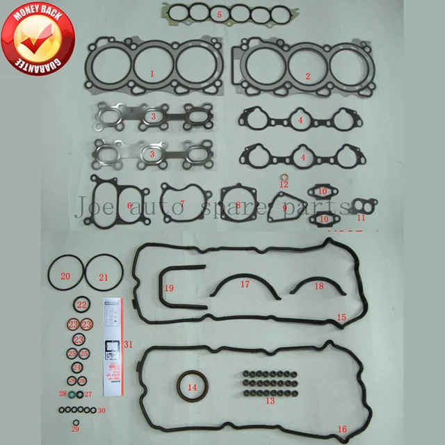 VQ35DE 3.5L 3498cc Engine complete Full gasket set kit for Nissan
