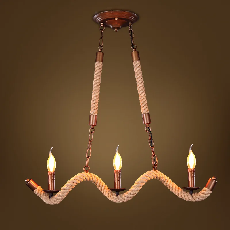 

The designer's lamp ultimate personality simple retro country style chandelier twisted rope GY1198