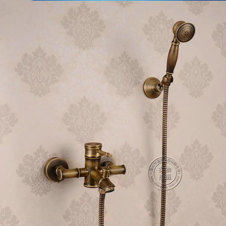 Bamboo style hot sell Antique Brass exposed Shower Faucet Set Exposed