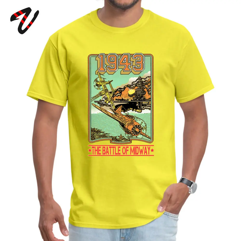 The Battle of Midway 100% Cotton Camisa Tops Tees 2018 New Short Sleeve Male Tshirts Summer Labor Day Tee-Shirts Round Neck The Battle of Midway 11854 yellow