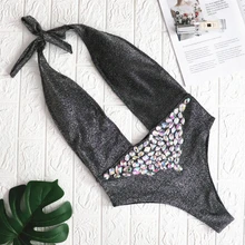 Женские сексуальные с v-образным вырезом Холтер пуш-ап цельные купальники выдалбливают Дамский Монокини купальник с открытой спиной