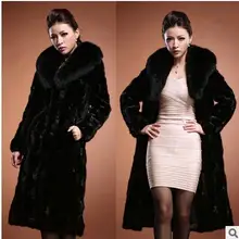 Женская зимняя Осенняя длинная норковая шуба, Женская Шуба с воротником из искусственного меха, большие размеры, искусственный мех, пальто S/4XL K82