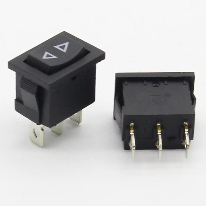 

2PCS/lot Triangle direction arrow rocker switch bi-directional reset single pole double throw lock without lock boat switch blac