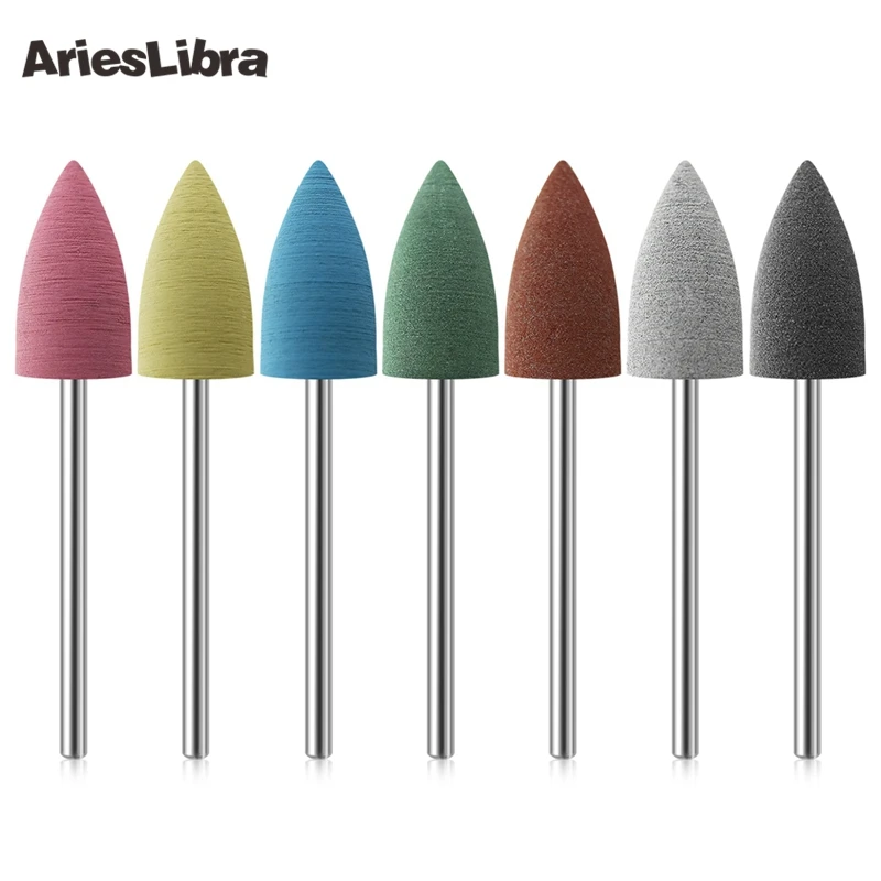 

AriesLibra Electric File Nail Drills Bit Rubber Silicon Material Large Bullet Head Nail Buffer Manicure Nail Art Accessories