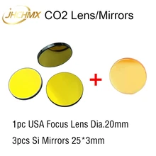 JHCHMX 1 шт США Co2 фокус объектива Dia20mm FL50.8/63,5/101,6mm+ 3 шт зеркала Si 25*3 мм для Co2 лазерной режущие гравировальные станки