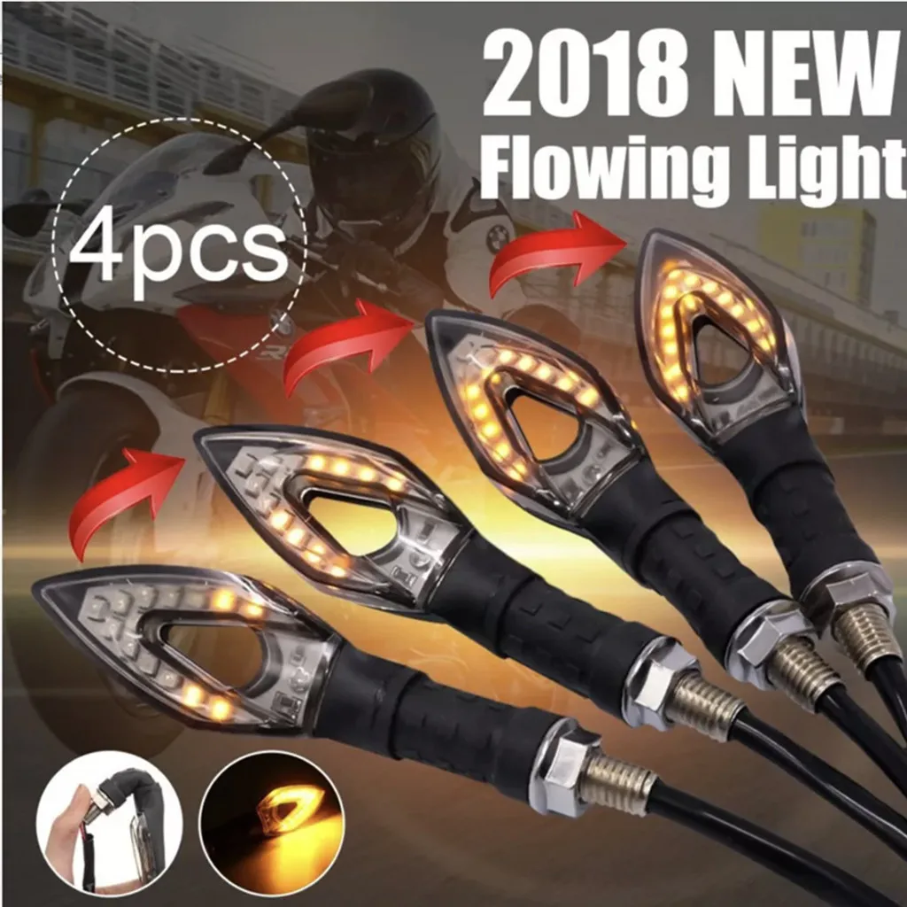 

4X Universal Motorcycle 14 LED Turn Signal Indicators Blinker Brake Amber Light Car Accessories Motorcycle LED Turn Signal Light
