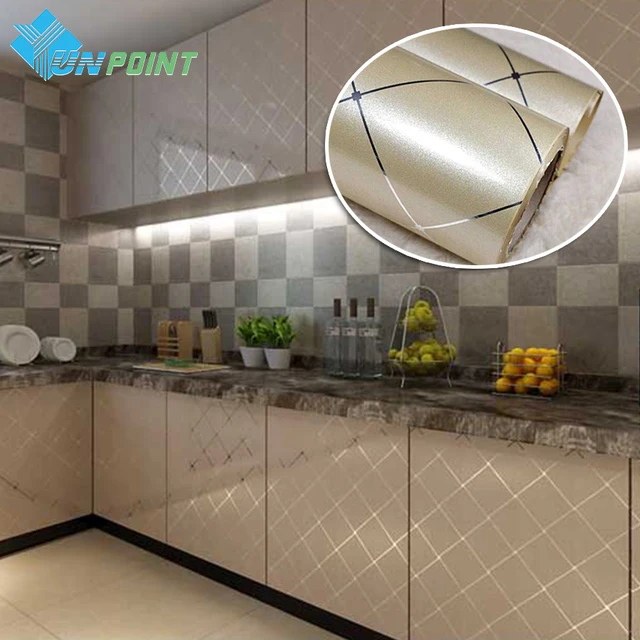 60cmX5m Pvc waterproof self adhesive film gold grid/silver line vinyl