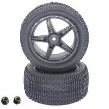 2 unids Caucho RC Buggy Neumáticos Neumático Trasero y Llantas 12mm Hexagonal Para Redcat Shockwave Nitro Buggy