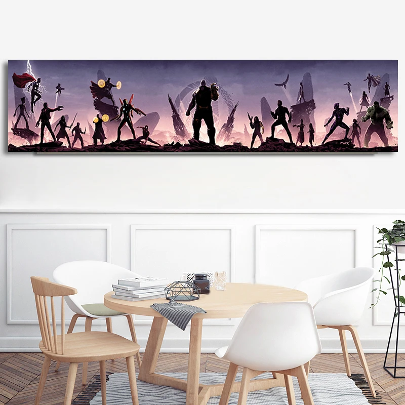 

Avengers Silk Poster Abstract Large Long Movie Picture Comics Superheroes shadow Prints Wall Art Thanos