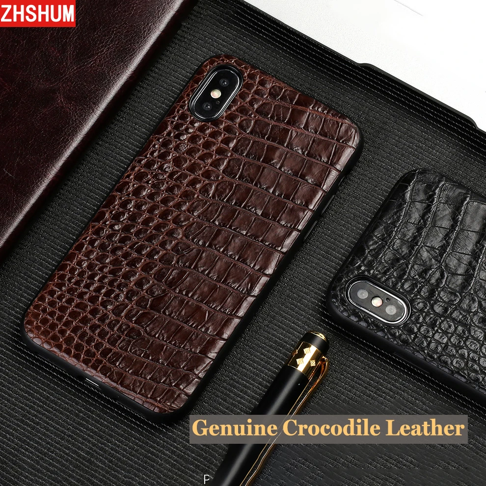 

Genuine Crocodile Leather Case For Iphone X 7 Plus Iphone 8 6S XS MAX XR Luxury Handmade Croco Case Back Cover for Iphone 6 SE
