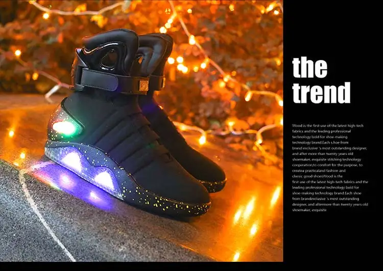 Strongshen/Новинка г. 39-45 размер/USB заряжаемые кроссовки Led детская обувь с подсветкой большие повседневные кроссовки для мальчиков и девочек светящаяся обувь