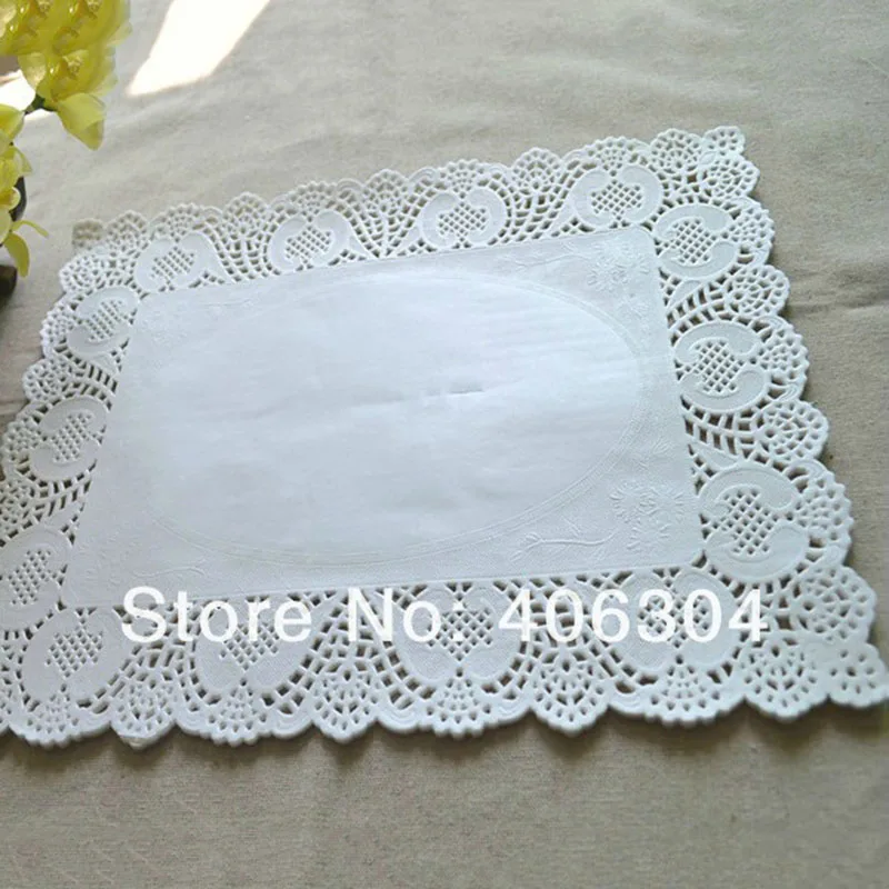 Rectangle white paper doilies 25cm*35cmpaper lace doilies placemat cake