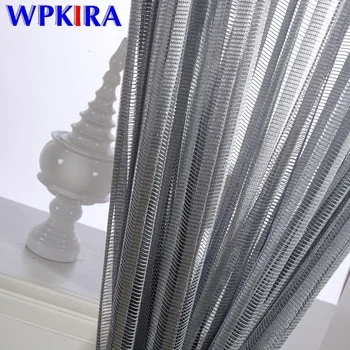 

Modern Simple Generous Mesh Curtain Fabrics Grey Stripe Tulle for Living Room Kitchen Balcony Sheer Curtains Customized WP097-30