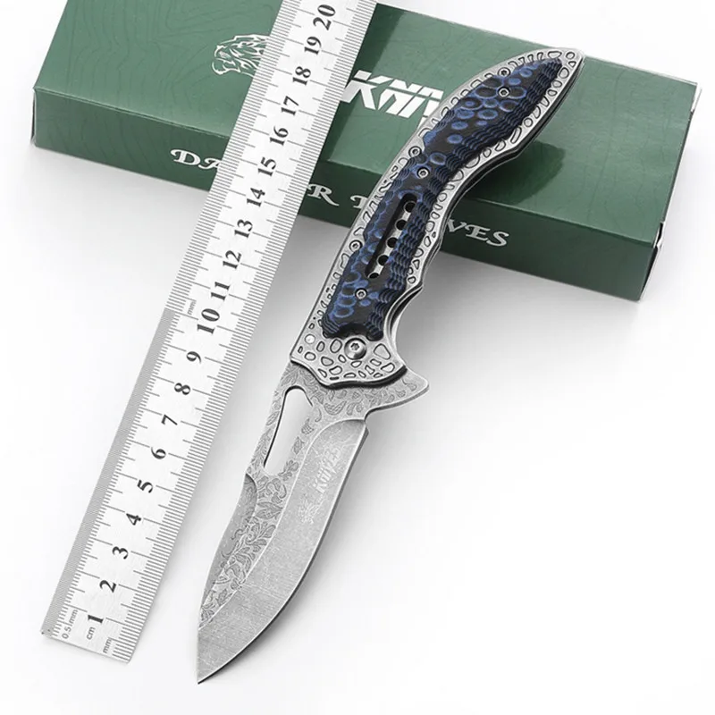 

High Quality Folding Knife Camping Survival Knife Karambit Tactical With Etching process Surface 4CR13 Blade G10 Handle EDC Tool