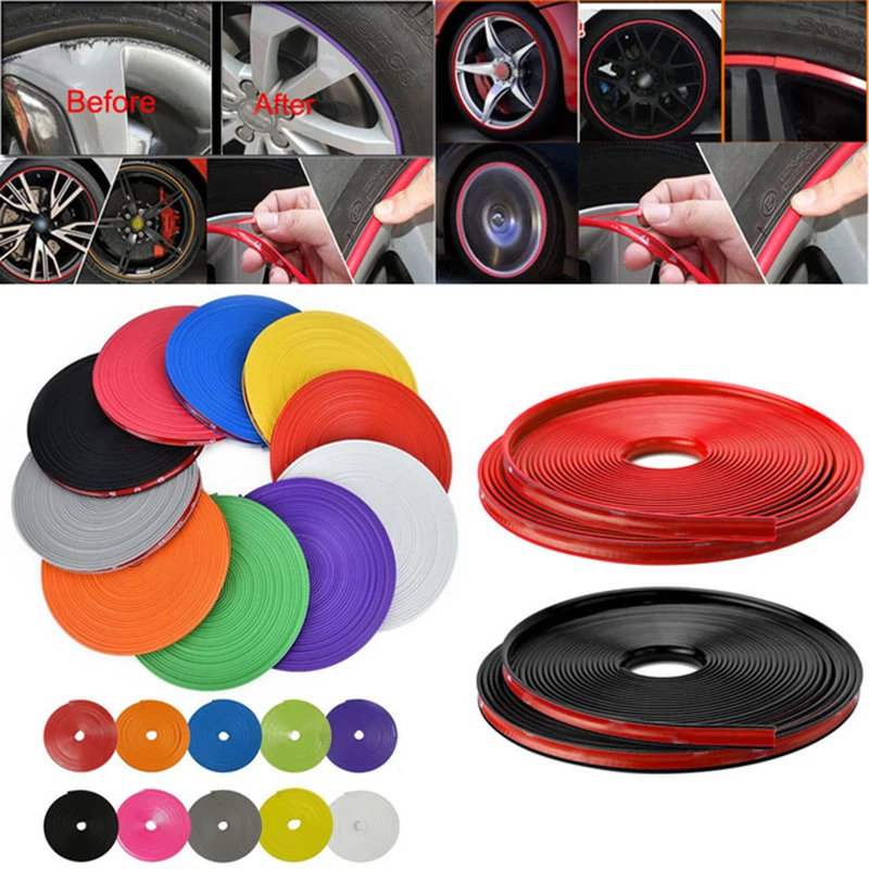 26FT Car Wheel Hub Rim Trim Tire Ring Guard Rubber Strip Protector Sticker NEW E - Foto 12