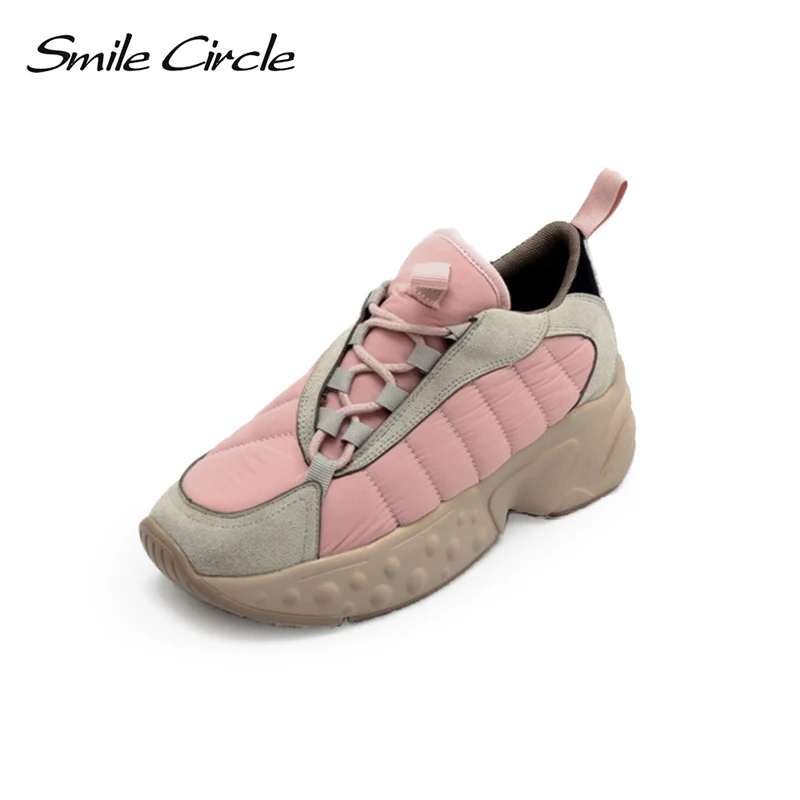 

Smile Circle 2018 Spring Autumn Casual Shoes Womon Fashion Pointed toe Lace-up Sneakers For Women Flat Platform Shoes woman