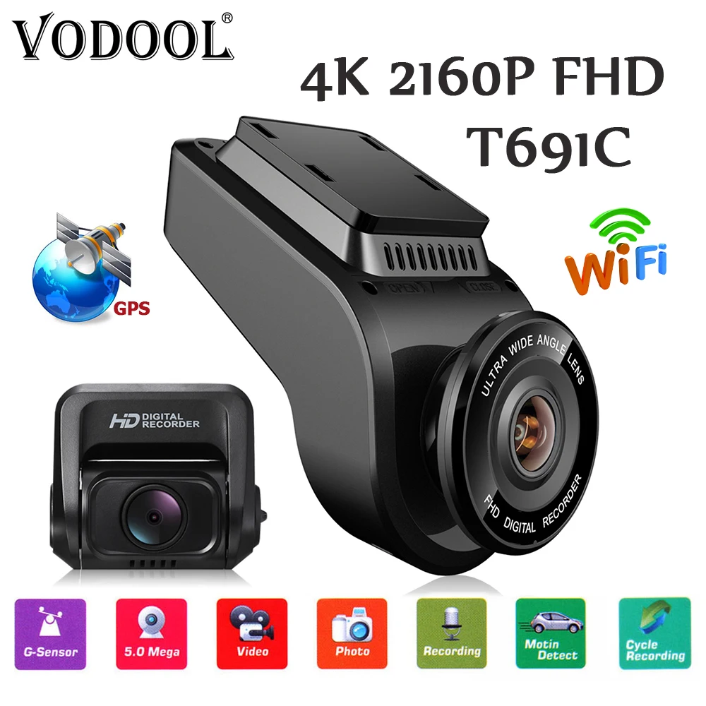 

VODOOL T691C Mini 2" 4K 2160P/1080P FHD Car DVR Dash Cam Camera 170 Degree Lens Car Video Recorder WiFi GPS Night Vision Dashcam