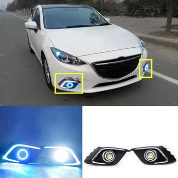 

A Pair White+Ice Blue Daytime Running Light DRL For Mazda 3 Axela 2015-2016