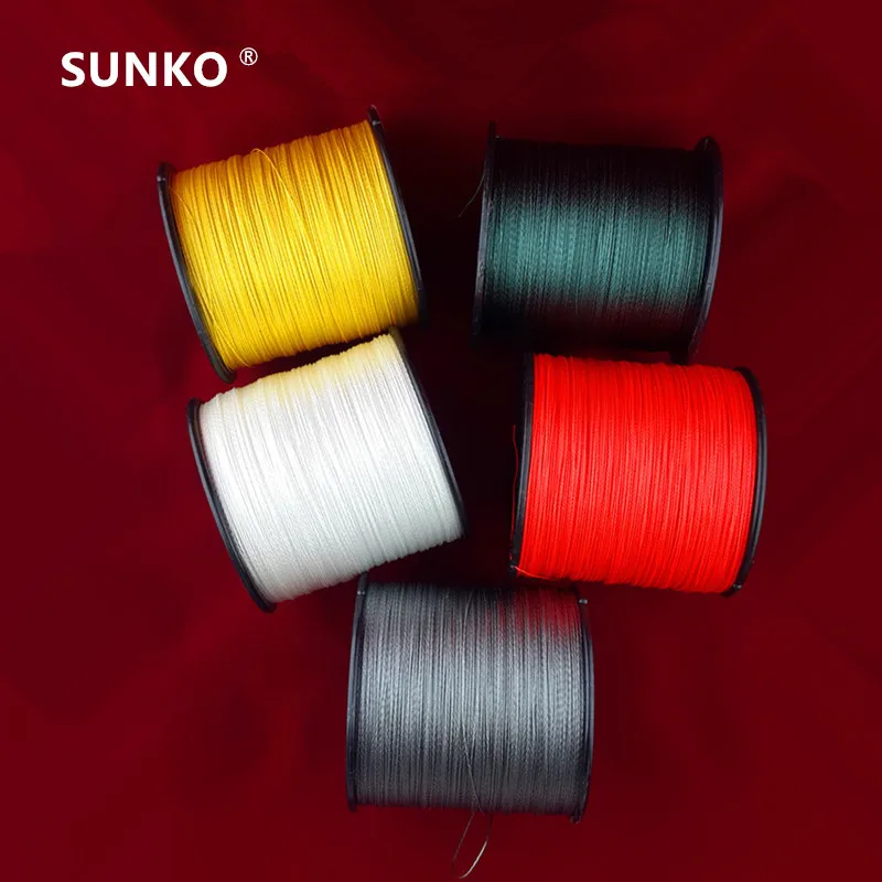 يكفي 500 متر sunko ماركة سوبر قوي الياباني المتعددة الشعيرات pe مضفر الصيد خط 8 10 16 22 30 40 50 60 70 80 lb