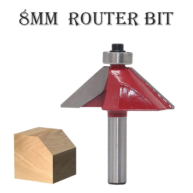 45 Degree Chamfer Edge Forming Router Bit 8mm Wood Lock Miter Milling