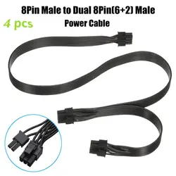 4 шт. 60 см 8 штекер в двойной GPU Мощность кабель-удлинитель шнура 18AWG 8Pin (6 + 2) мужской PCI-E видео Графика карты Мощность кабель