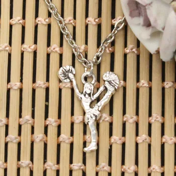 

New Fashion Cheerleaders Cheering Dance Pendants Round Cross Chain Short Long Mens Womens DIY Silver Color Necklace Jewelry Gift
