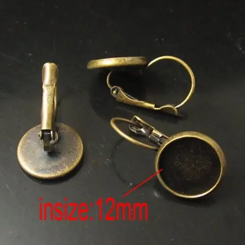 Free shipping!!!12mm pad Antique bronze 200pcs Leverback Earring Base Earring Blanks For