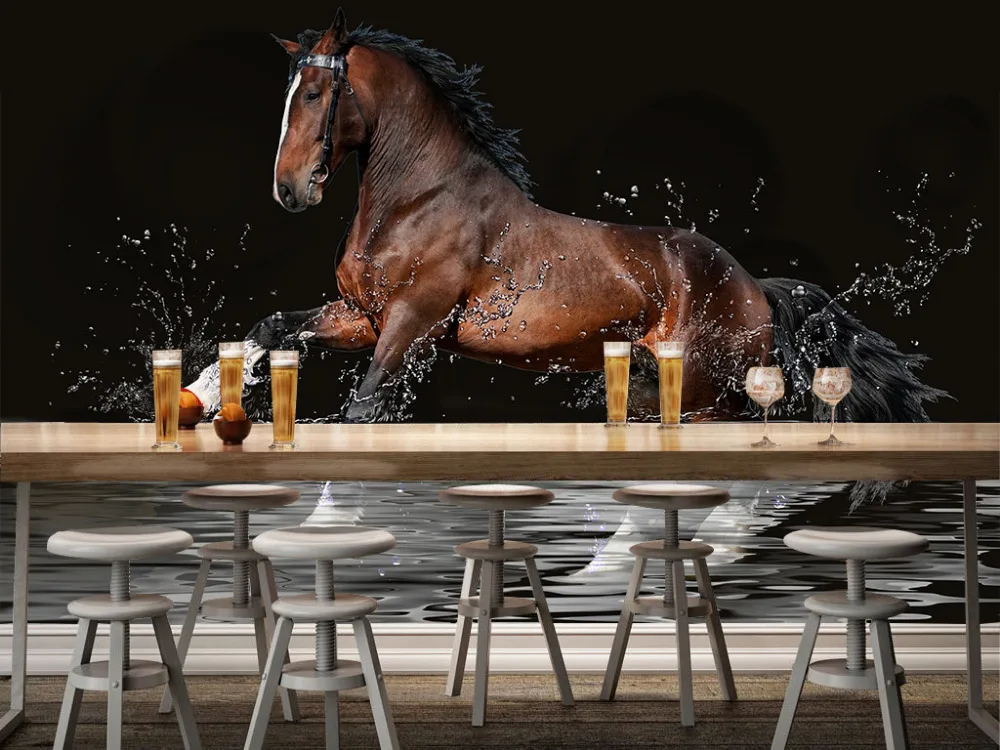 Waterproof Self-adhesive Wallpaper Backdrop Wall Sticker Mural Living Room Decal Animal Horse | Дом и сад