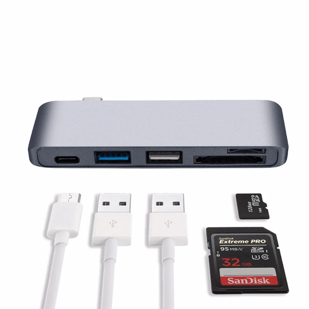 USB C Type Thunderbolt 3 до USB3.0 USB2.0 TF SD карта PD 5IN1 концентратор док адаптер для Macbook Pro SamSung S8