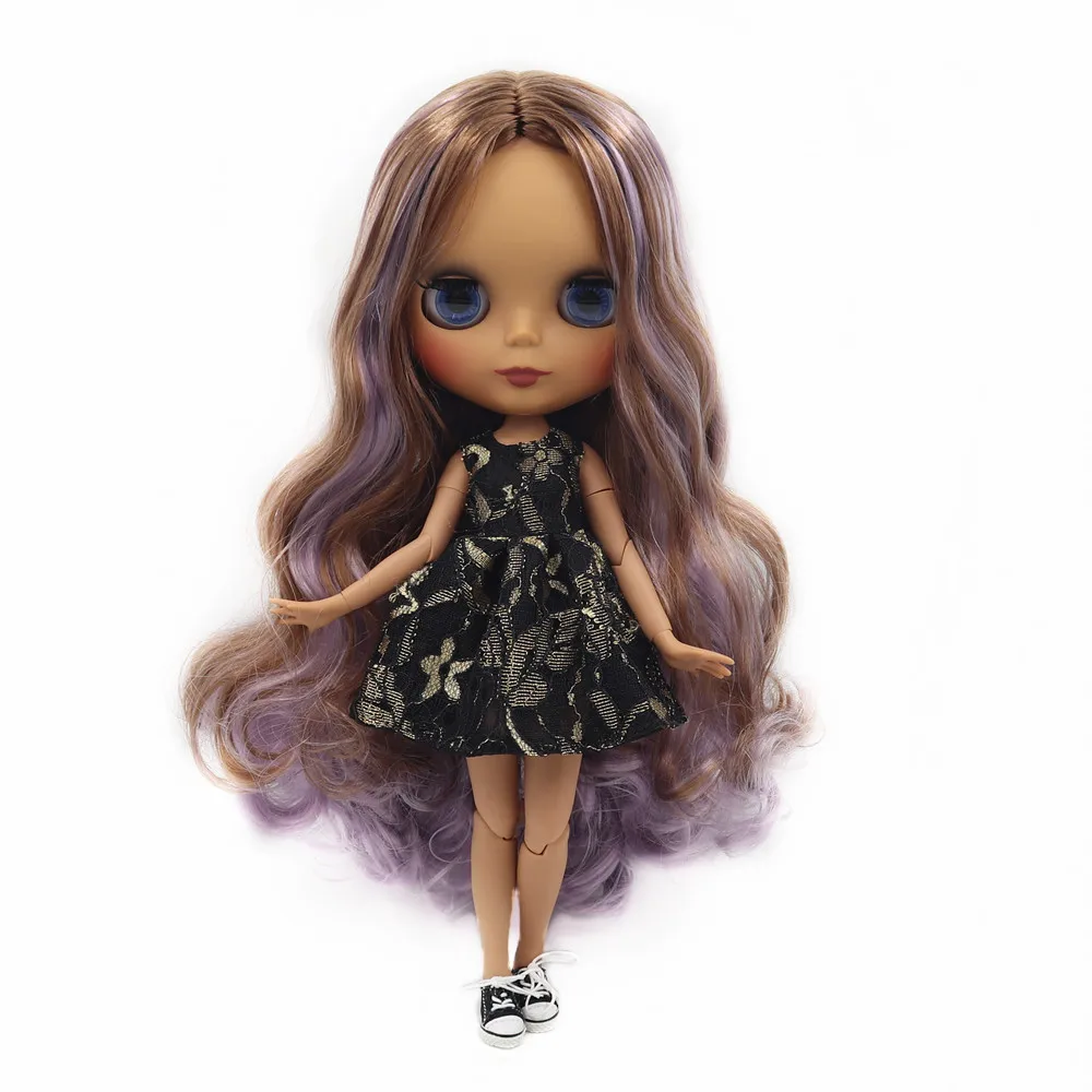 ICY DBS Blyth doll nude joint body with black skin purple mixed hair and matte face No.9158/1049