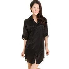 Hot Sale Female Rayon Sleepshirt Bathrobe Women Sleepwear Mini Nightgown Solid Color Short Nightwear Robe Size L XL S04