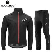 ROCKBROS комплекты для велоспорта с длинным рукавом, Зимняя Теплая Флисовая Джерси, ветрозащитная Светоотражающая куртка, велосипедная спортивная одежда, одежда для велоспорта
